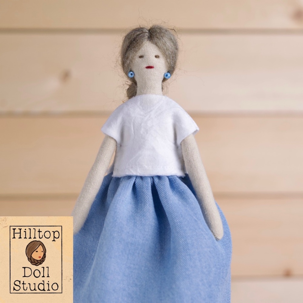 Mini Fabric Doll "Mae" Handcrafted Textile Cloth Heirloom Primitive Doll